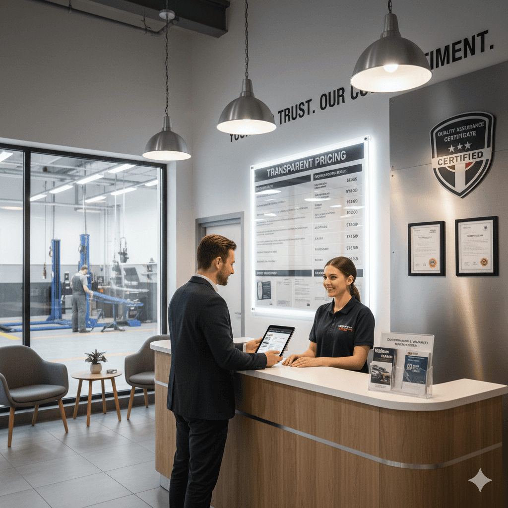 Professional auto service in progress